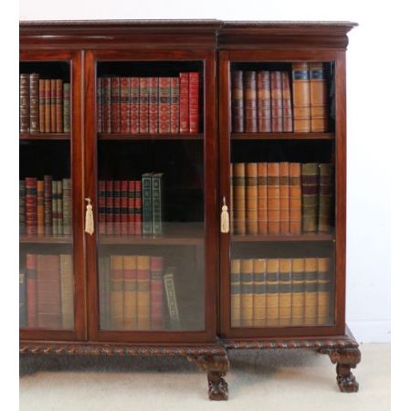 Victorian Breakfront Mahagonibücherregal im Chippendale Stil 