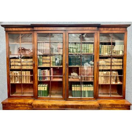 Antikes George IV Mahagoni Breakfront Bücherschrank 