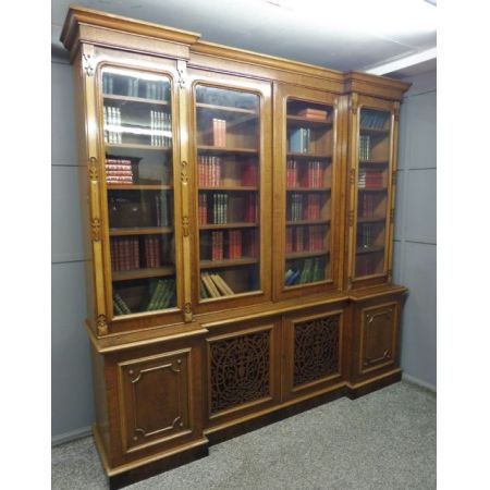 Antiker großer viktorianischer Eichenbücherschrank 
