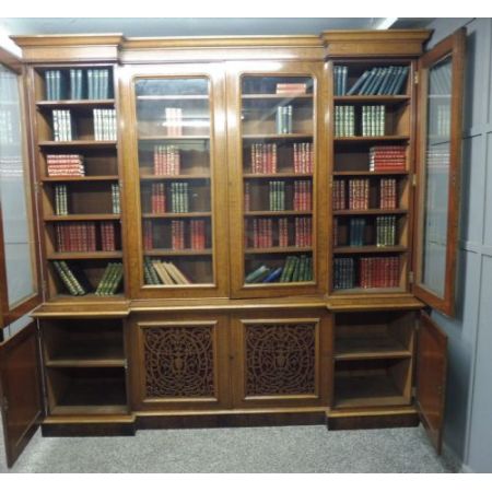 Antiker großer viktorianischer Eichenbücherschrank 