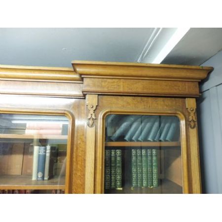 Antiker großer viktorianischer Eichenbücherschrank 