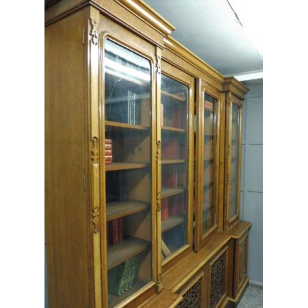 Antiker großer viktorianischer Eichenbücherschrank 