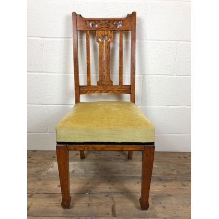 Antikes Paar gepolsterter Eichenstühle aus 1920