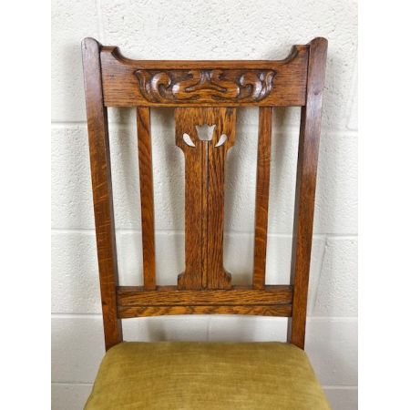 Antikes Paar gepolsterter Eichenstühle aus 1920