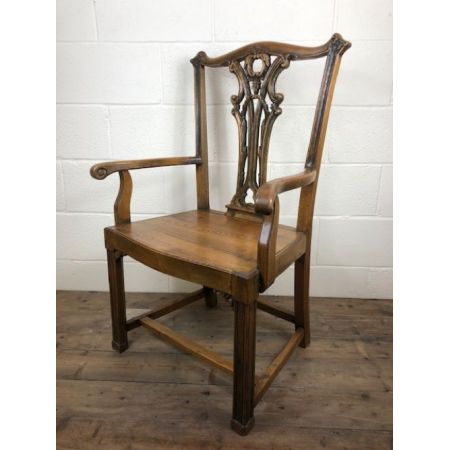 Antikes Paar North Country Chippendale Eichensessel aus dem 19. Jahrhundert