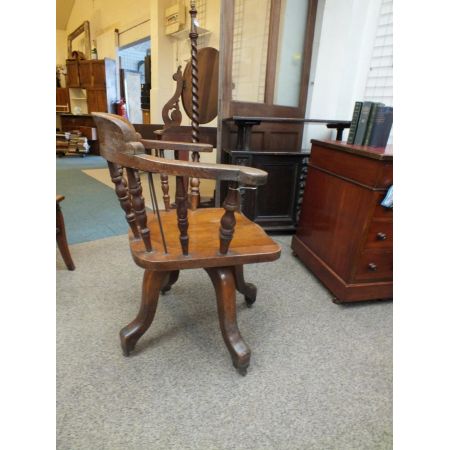 Antiker viktorianischer Eichenschreibtischstuhl, Eichenstuhl 