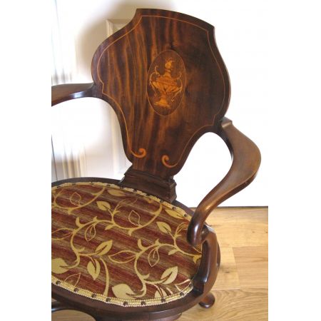 Antiker edwardian Art Nouveau Mahagoni-Damenschreibtischstuhl, Lady's Desk Chair