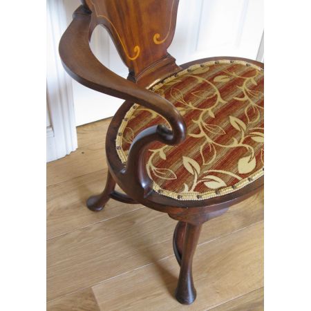 Antiker edwardian Art Nouveau Mahagoni-Damenschreibtischstuhl, Lady's Desk Chair