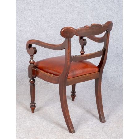 antiker William IV Mahagonischreibtischstuhl aus dem 19. Jahrhundert