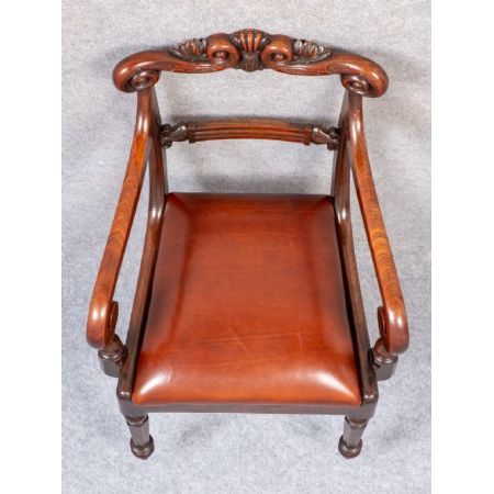 antiker William IV Mahagonischreibtischstuhl aus dem 19. Jahrhundert