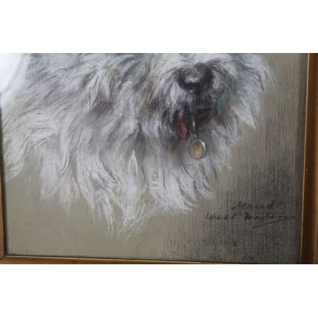 Antikes Scottish Terrier Porträt von Maud West Watson: "A faithful Scot", ca. 1910, signiert