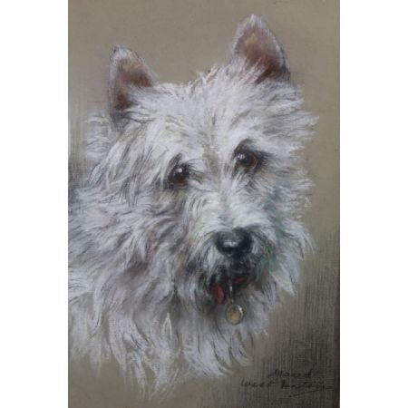 Antikes Scottish Terrier Porträt von Maud West Watson: "A faithful Scot", ca. 1910, signiert