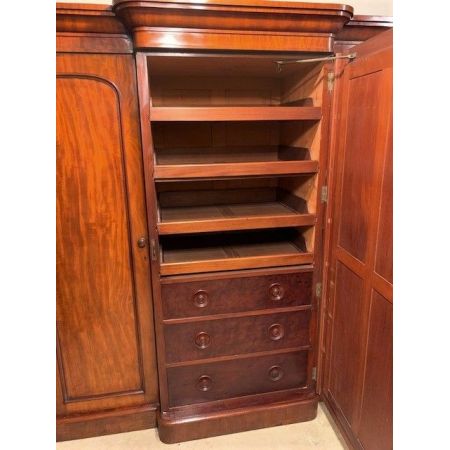 Spätviktorianischer Mahagoni Breakfront Kleiderschrank Massivholz antik ca 1880