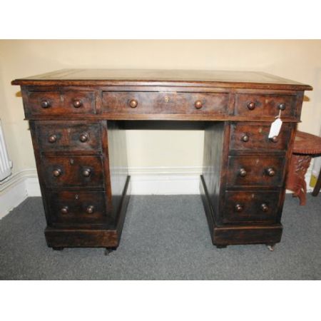 Viktorianischer Eichen Schreibtisch Massivholz antik ca 1880