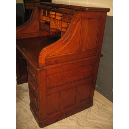 Eichen Roll Top Schreibtisch Massivholz antik ca 1910