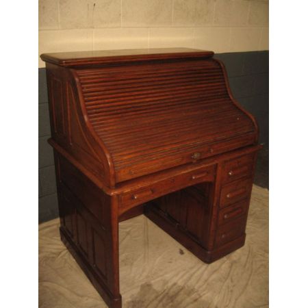 Eichen Roll Top Schreibtisch Massivholz antik ca 1910