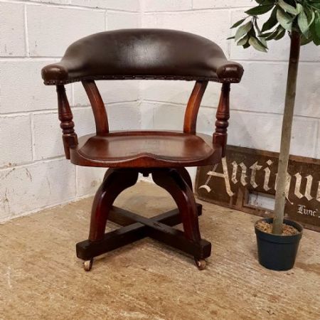 Antike viktorianische Swievel Chair Mahagoni Antikholz c1890