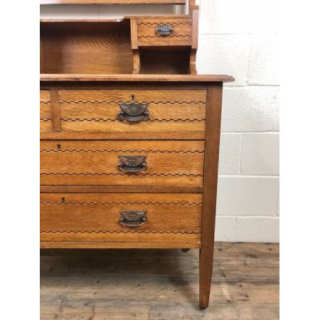 Antiker edwardianischer Schminktisch aus Eichenholz, antike Spiegelkommode 