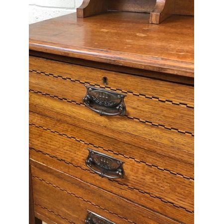 Antiker edwardianischer Schminktisch aus Eichenholz, antike Spiegelkommode 