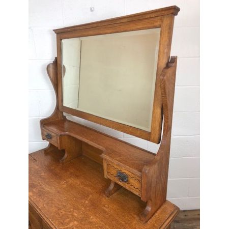 Antiker edwardianischer Schminktisch aus Eichenholz, antike Spiegelkommode 