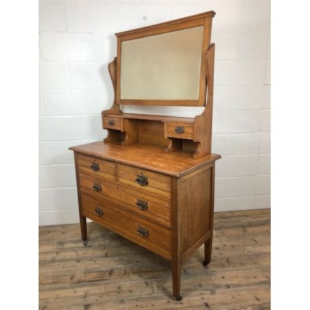 Antiker edwardianischer Schminktisch aus Eichenholz, antike Spiegelkommode 