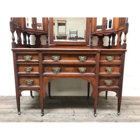 Antiker großer viktorianischer Schminktisch mit Spiegel