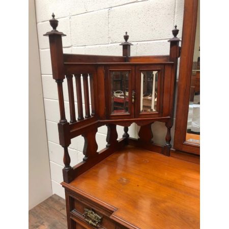 Antiker großer viktorianischer Schminktisch mit Spiegel