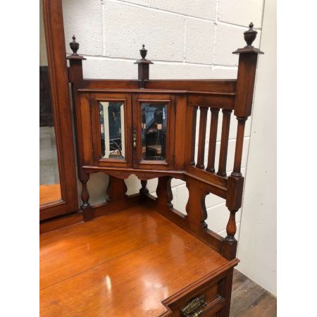 Antiker großer viktorianischer Schminktisch mit Spiegel