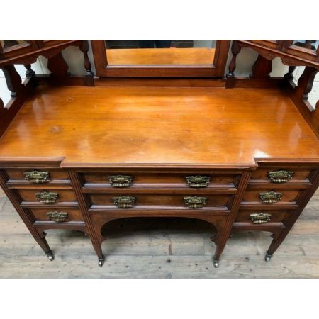 Antiker großer viktorianischer Schminktisch mit Spiegel