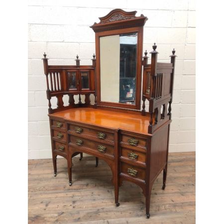 Antiker großer viktorianischer Schminktisch mit Spiegel