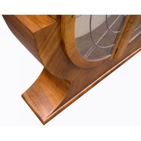 Antike runde englische Art Déco Vitrine aus Walnuss, 1930er Jahre