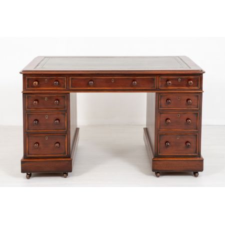 Antiker viktorianischer Mahagonischreibtisch, Pedestal Desk aus 1860