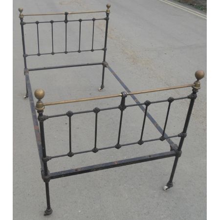 viktorianisches Einzelbett aus Messing und Eisen von 1850