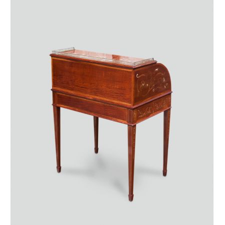 Antiker edwardianischer Rolltisch / Zylinderschreibtisch von "Edwards & Roberts"