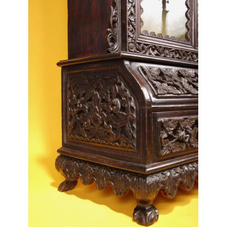 Antike seltene anglo-indische Miniaturvitrine aus Mahagoni Hartholz aus dem 19. Jahrhundert