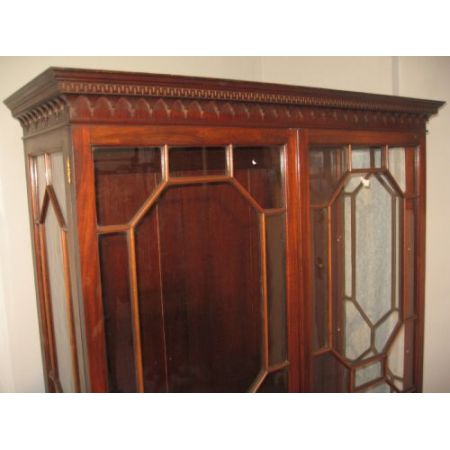 Große Mahagoni Vitrine Massivholz antik ca 1920