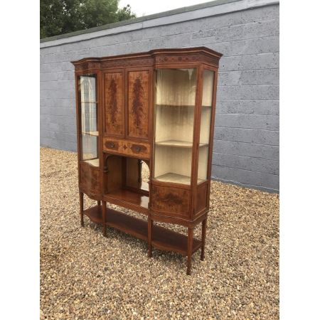 Antike große edwardianische "Maples & Co"Intarsien Vitrine