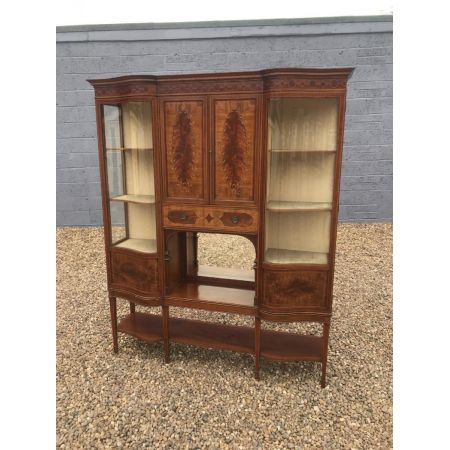 Antike große edwardianische "Maples & Co"Intarsien Vitrine