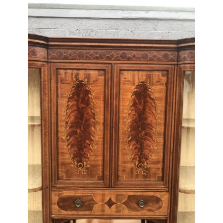 Antike große edwardianische "Maples & Co"Intarsien Vitrine