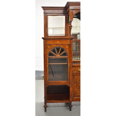 Antike viktorianische Palisander Marketerie Vitrine