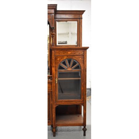 Antike viktorianische Palisander Marketerie Vitrine