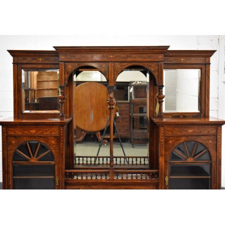 Antike viktorianische Palisander Marketerie Vitrine