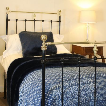 viktorianisches antikes Einzelbett in Schwarz von 1890