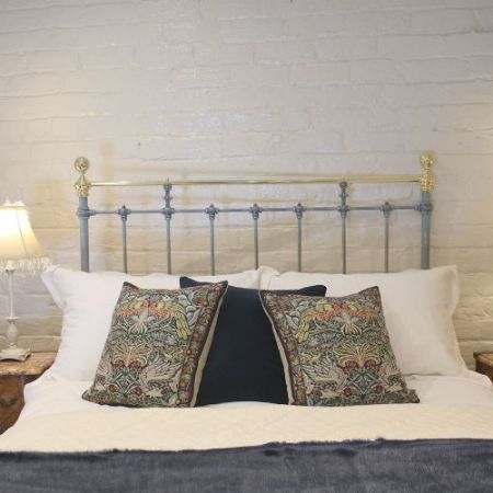 Messing und Eisen Bettgestell Grünspan antik ca 1895