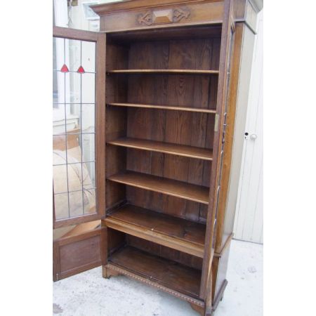 Edwardianischer Eichen Bücherschrank Massivholz antik ca 1900
