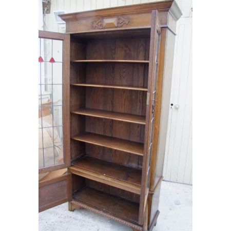 Edwardianischer Eichen Bücherschrank Massivholz antik ca 1900