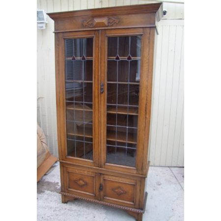 Edwardianischer Eichen Bücherschrank Massivholz antik ca 1900