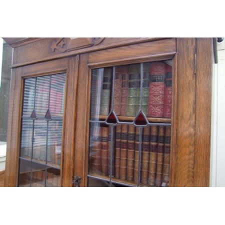 Edwardianischer Eichen Bücherschrank Massivholz antik ca 1900