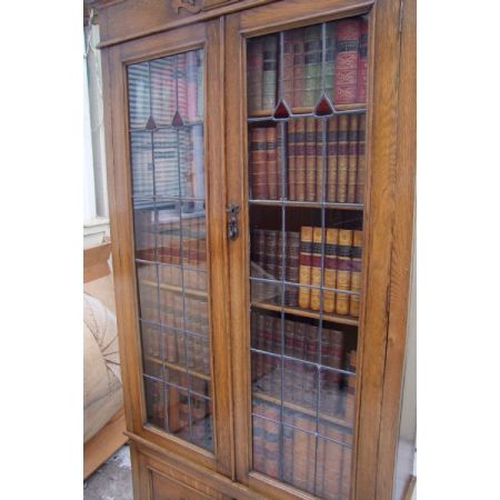Edwardianischer Eichen Bücherschrank Massivholz antik ca 1900