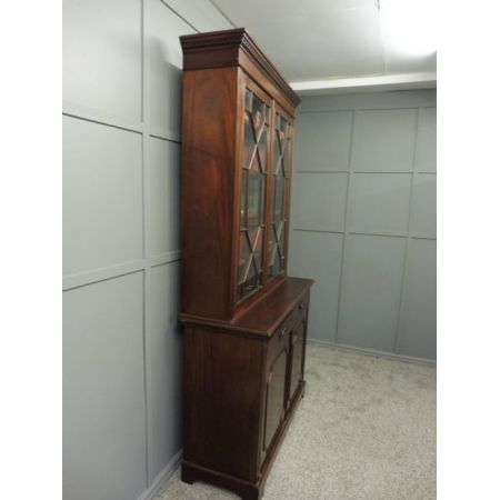 Mahagoni Bücherschrank verglast Massivholz antik ca 1890